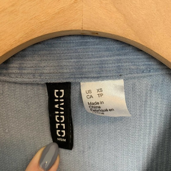 Divided H&M Shacket Shirt Jacket Size XS Long Sleeve Light Blue Solid Snap-front - Picture 3 of 15